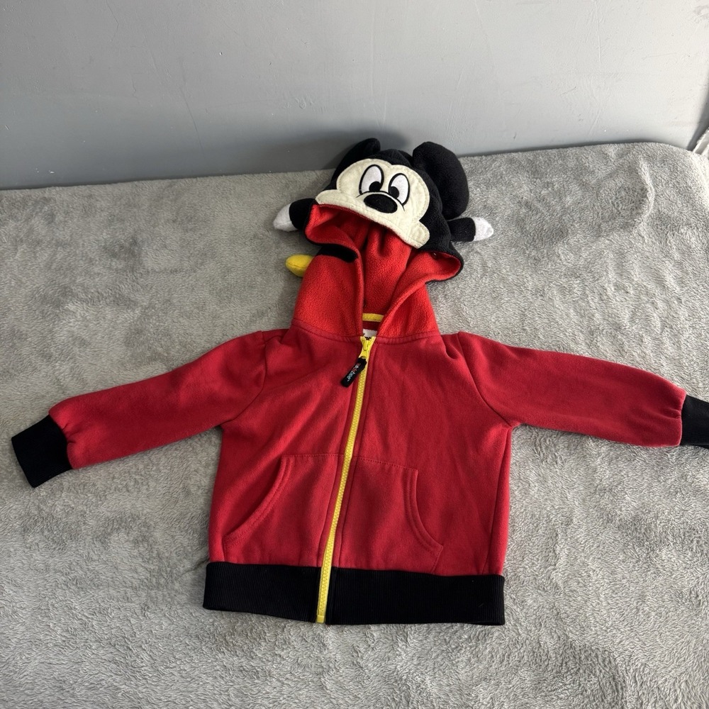 Disney Mickey Mouse‎ Kids Hoodsbee Hooded Sweatshirt Size 3T Red  Zipper